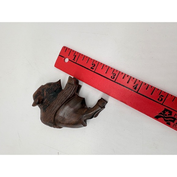 Hand Carved Wooden Bison Buffalo Figurine Rustic Wildlife Wood Sculpture 3 inch - Picture 9 of 10